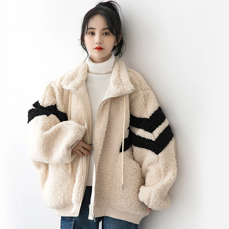 Новинка Зима 2020 куртка из Гонконгской овечьей шерсти в стиле ретро женская