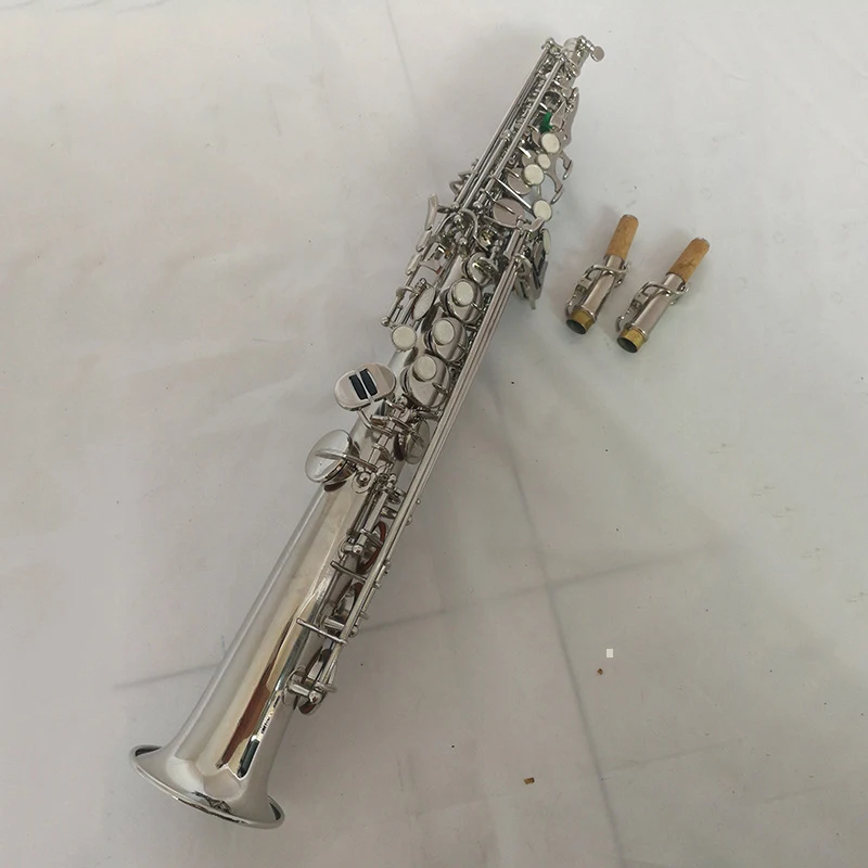 Прямая трубка саксофон производители Drop B Регулируемый белый никель сопрано