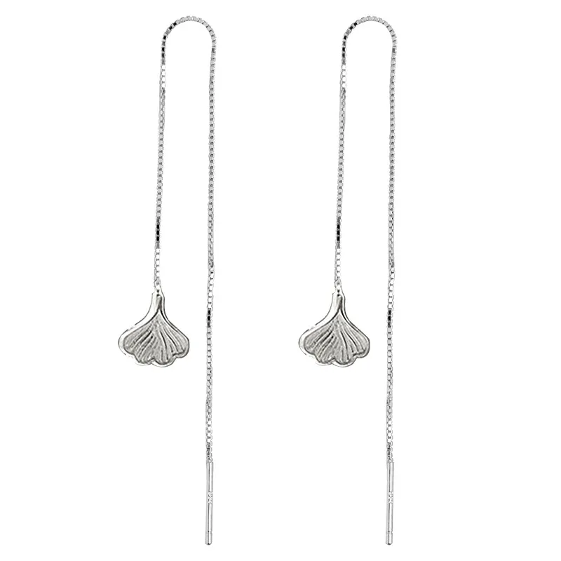 Гинко лист длинные кисти линия Jhumka проходческие серебряного цвета медные серьги для женщин модные трендовые корейские украшения подарок.