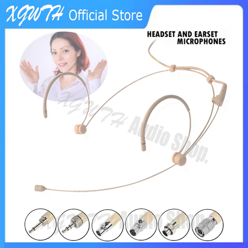 

Headset Microphone Condenser Omnidirectional Headworn Mic For Sennheiser AKG Shure Audio Technica Wireless Body-Pack Transmitter