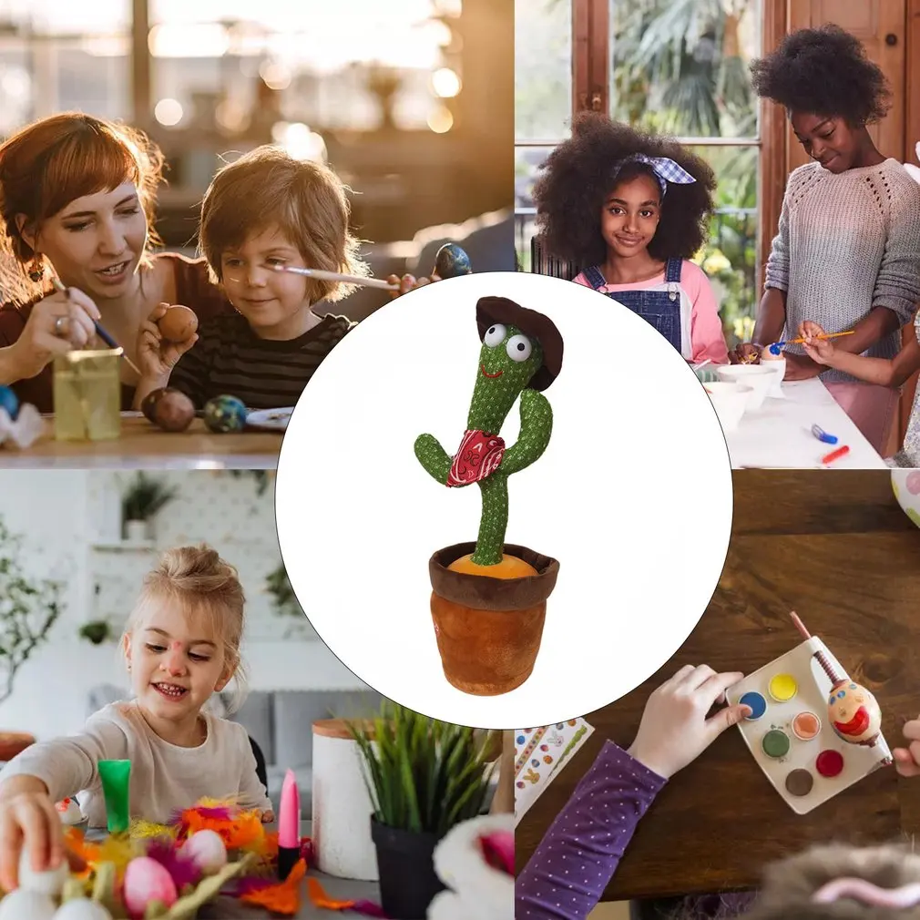 

LED Electric Doll Singing Music Dancing Shake Light Up Cactus Shape Plush Toy Dance Plant Learning Toy