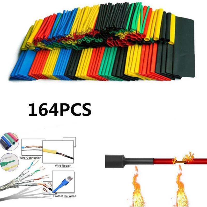 

164/328/560/580pcs Boxed Heat Shrink Tubing 2:1 Electronic DIY Kit Wire Connection Tool Accessories Data Line Protection Cable