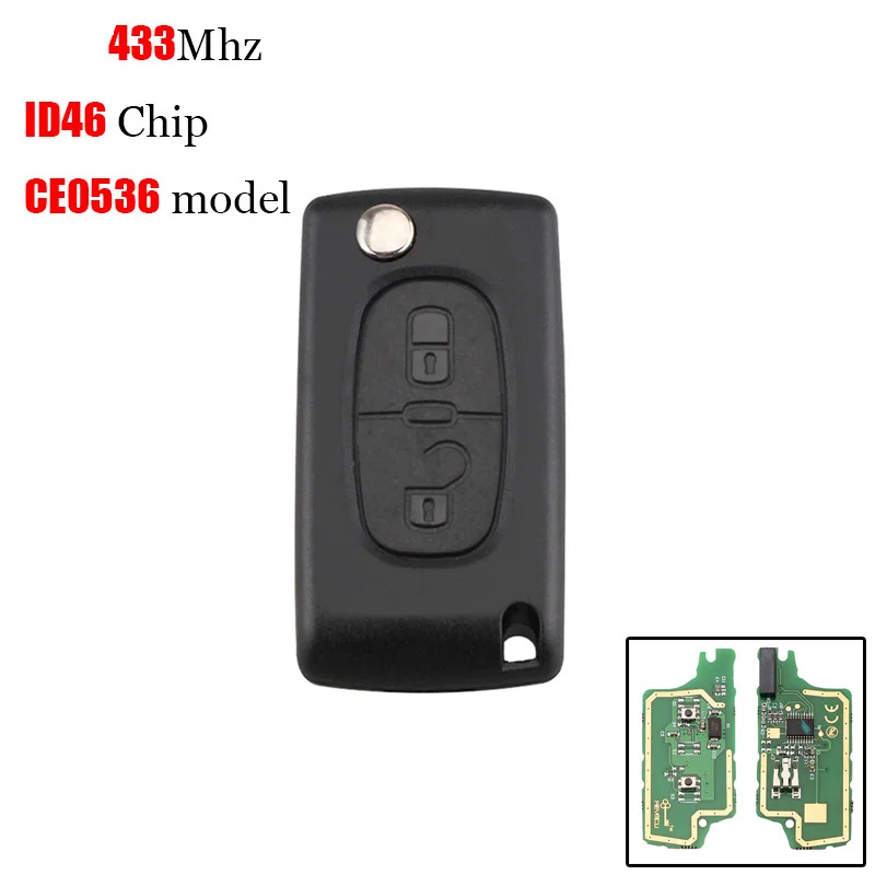 2 кнопки HU83 ключ дистанционного управления для PEUGEOT 207 208 307 308 408 МГц PCF7961 ID46 чип CE0536