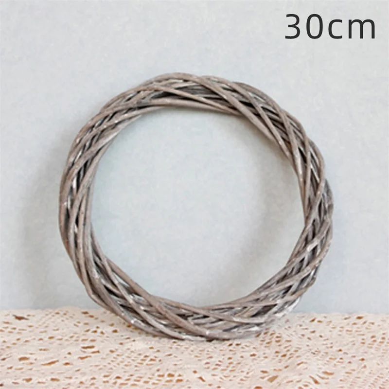 15/20/25/30cm Grey Wicker Wreath Garland Decor Rattan Ring Artificial Flowers Dried Flower Frame Craft Accessories |