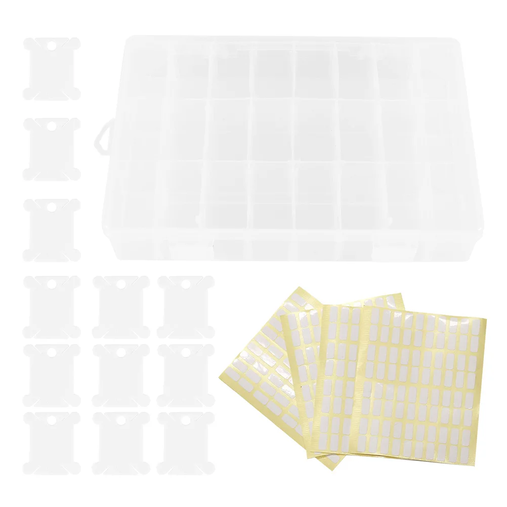 

1 Set Cross Stitch 36-grid Storage Box Winding Board Sticker Bobbin Winder Tool