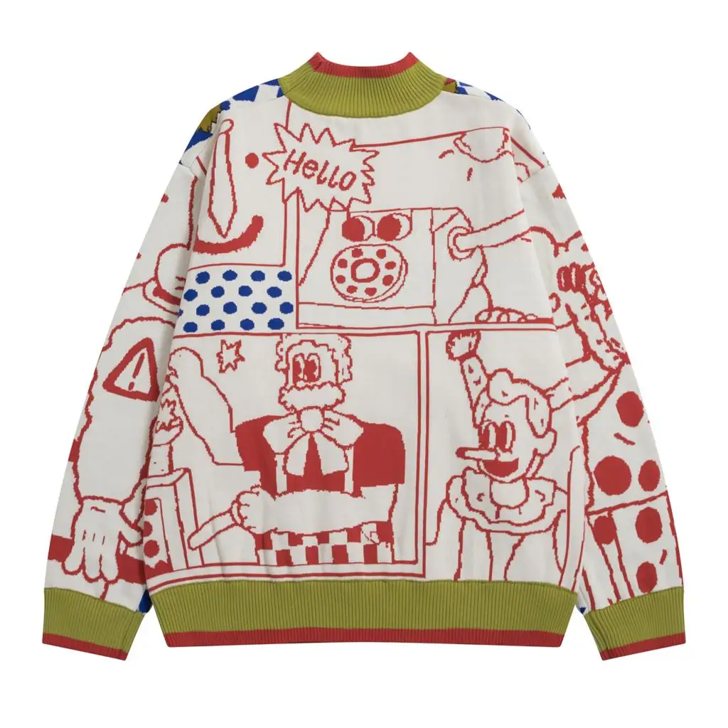 Женский хлопковый свитер в клетку свободный плотный вязаный жаккардовый пуловер