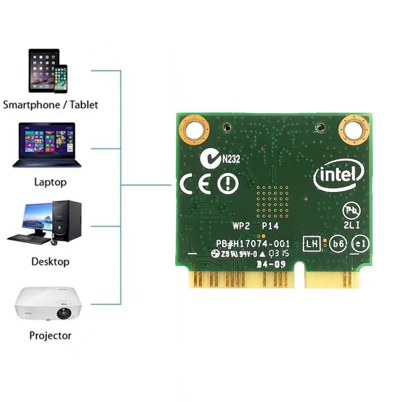 

Для intel Dual Band Wireless-AC 7260HMW 7260AC FRU:04W3814 04X6010 half Mini PCI-e Wi-Fi-карта для THINKPAD S1 S440 S540 E440 E540 E540