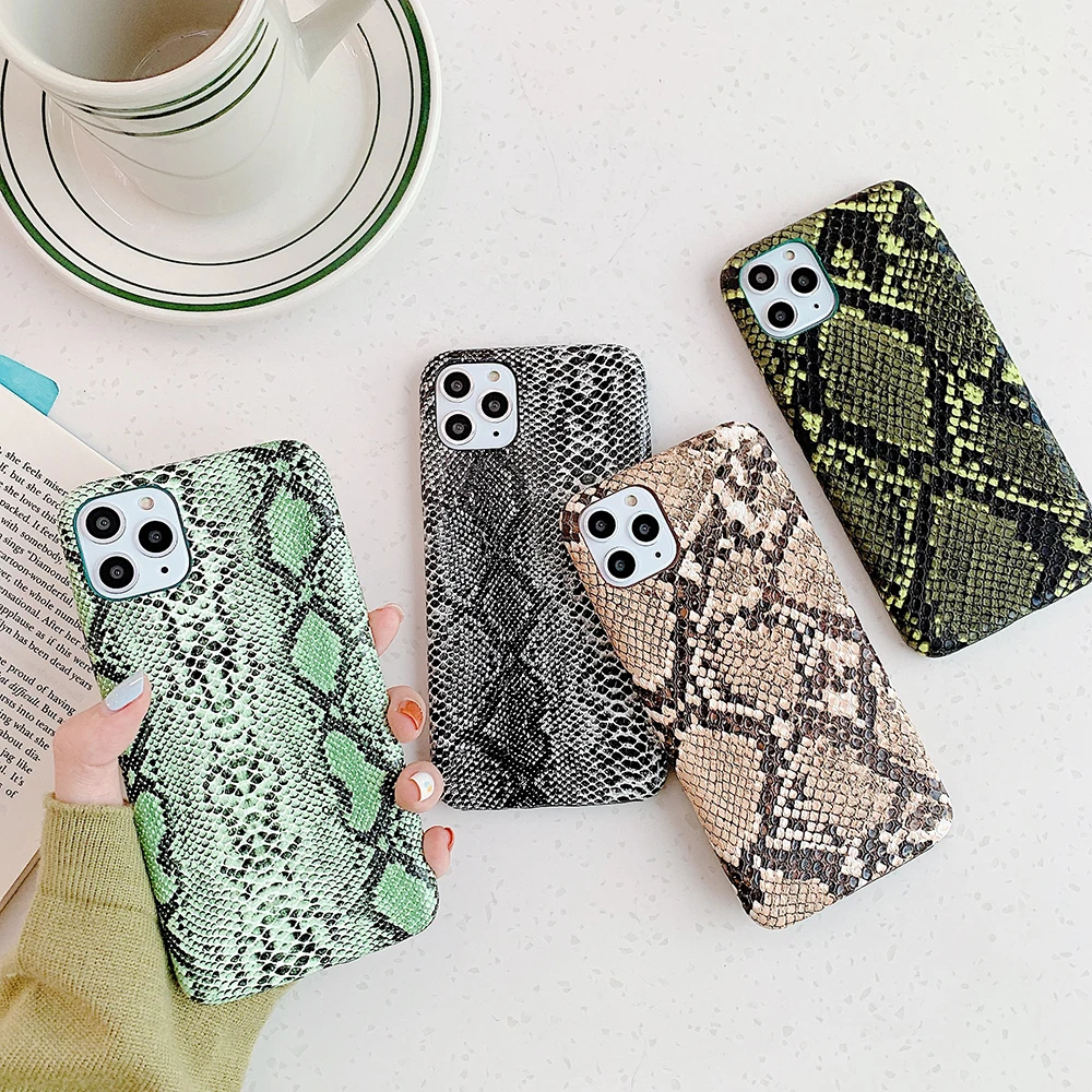 Роскошные Чехлы из искусственной кожи под змеиную кожу для iphone 11 Pro Max 7 8 Plus X XS XR 6 6S