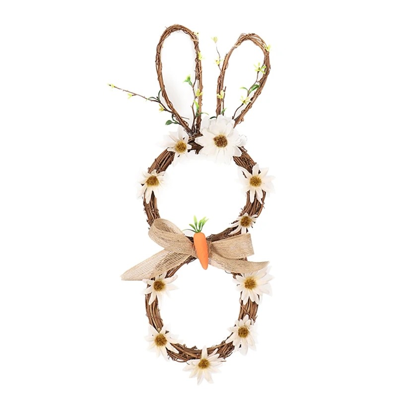 

Handicrafts Easter Bunny Wreath For Spring And Easter Decor, Decorated With Artificial Flowers