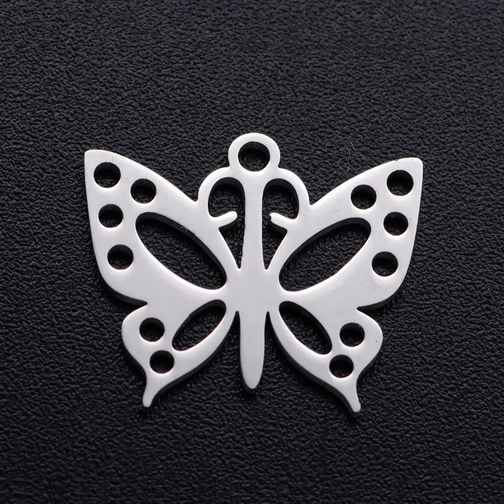5pcs/lot Animal Cat Kitty DIY Charms - Stainless Steel Peacock Pendant Butterfly Dragonfly Bee Connectors - Wholesale and Durable Charm image 3