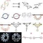 Штанга для пирсинга Женская титановая, украшение для пирсинга сосков, защита сосков, очаровательные кольца с цветами для сосков, 12 шт., 2021