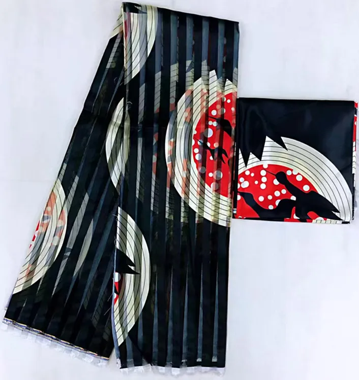 african fabric pure silk organza abkara wax print 2+4yards ribbon for dress MM-B1 | Дом и сад
