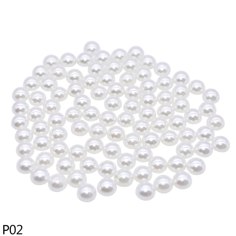 P02 1000Pcs Pearl Stickers Trim Rhinestones for Nails Phone DIY Flatback Manicure Pearl Beaded Appliques Clothes Stickers - Цвет: P02