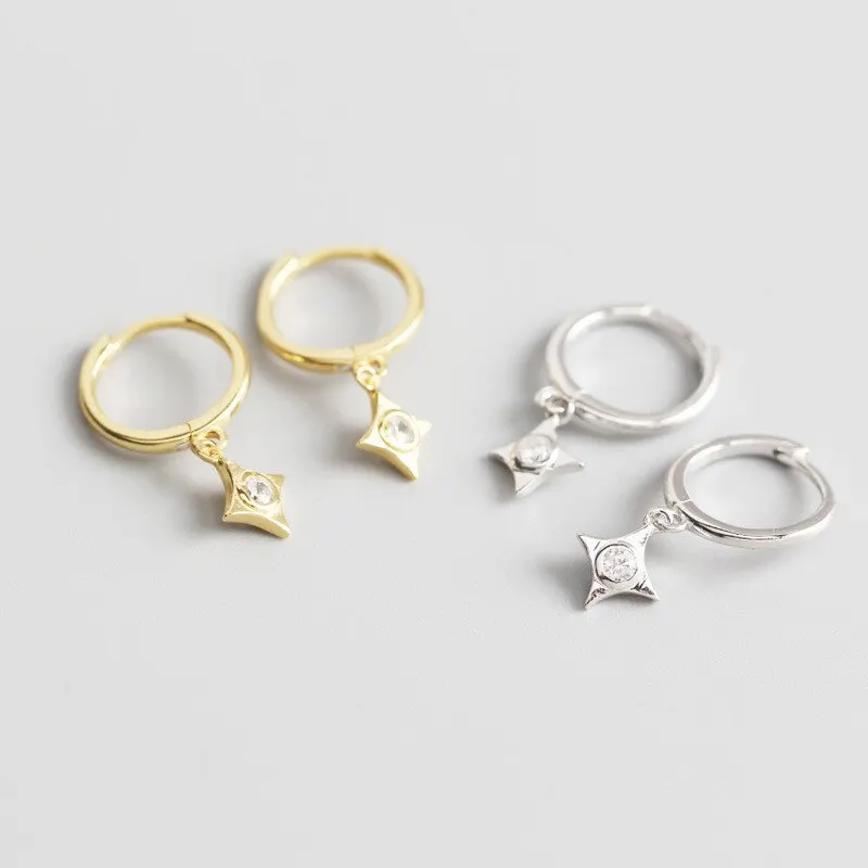 

A00328 Minimalist Jewelry Real 925 Sterling Silver Geometric Pave CZ Rhombus Stud Earrings for Women Office Wholesale