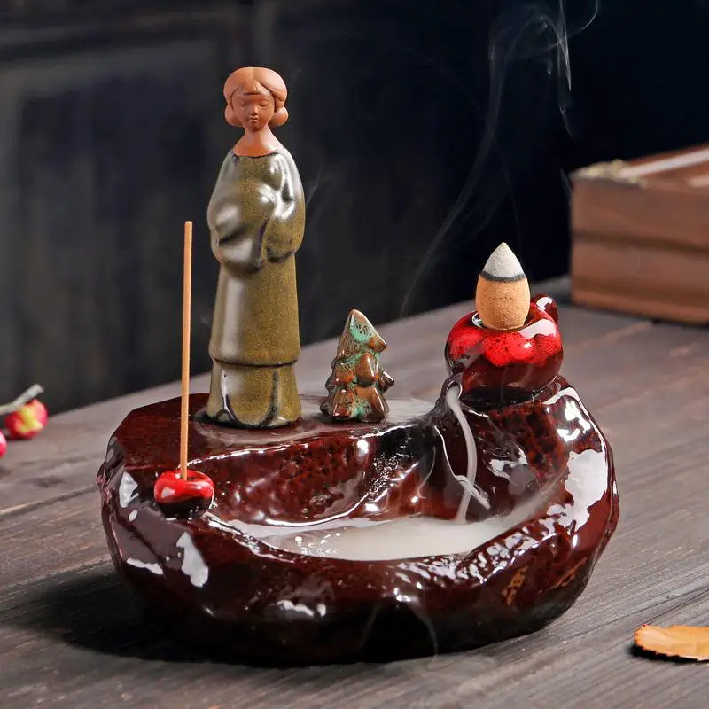 

Backflow Incense Burner Smoke Waterfall Ladies Incense Stick Holder Mountain River Handicraft Incense Holder Creative Home Decor