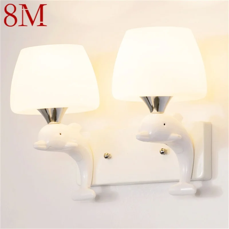 

8M Wall Lights Modern LED Lamps Creative Cartoon Indoor White Dolphin For Home Children Bedroom