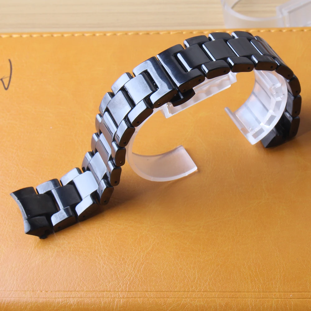 Черный керамический ремешок для часов полированные изогнутые концы Samsung Gear S3 Galaxy