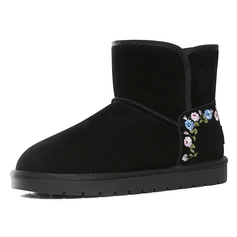 

Winter Women Warm Femme Boots Women's Snow Boots Snow Boots Leather Non-slip Optional Women Embroidery Ethnic style