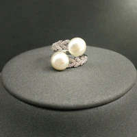cheny s925 sterling silver ring petal pearl open ring female trendy fashion personality light luxury bohemian style jewelry