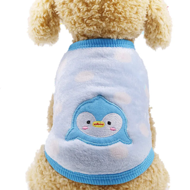 Pawstrip маленькая собака одежда теплое зимнее пальто для собак из хлопкового флиса Одежда для щенков щенок жилет Костюмы французский для бульдога Чихуахуа XXS-XL - Цвет: Blue Dot Bird