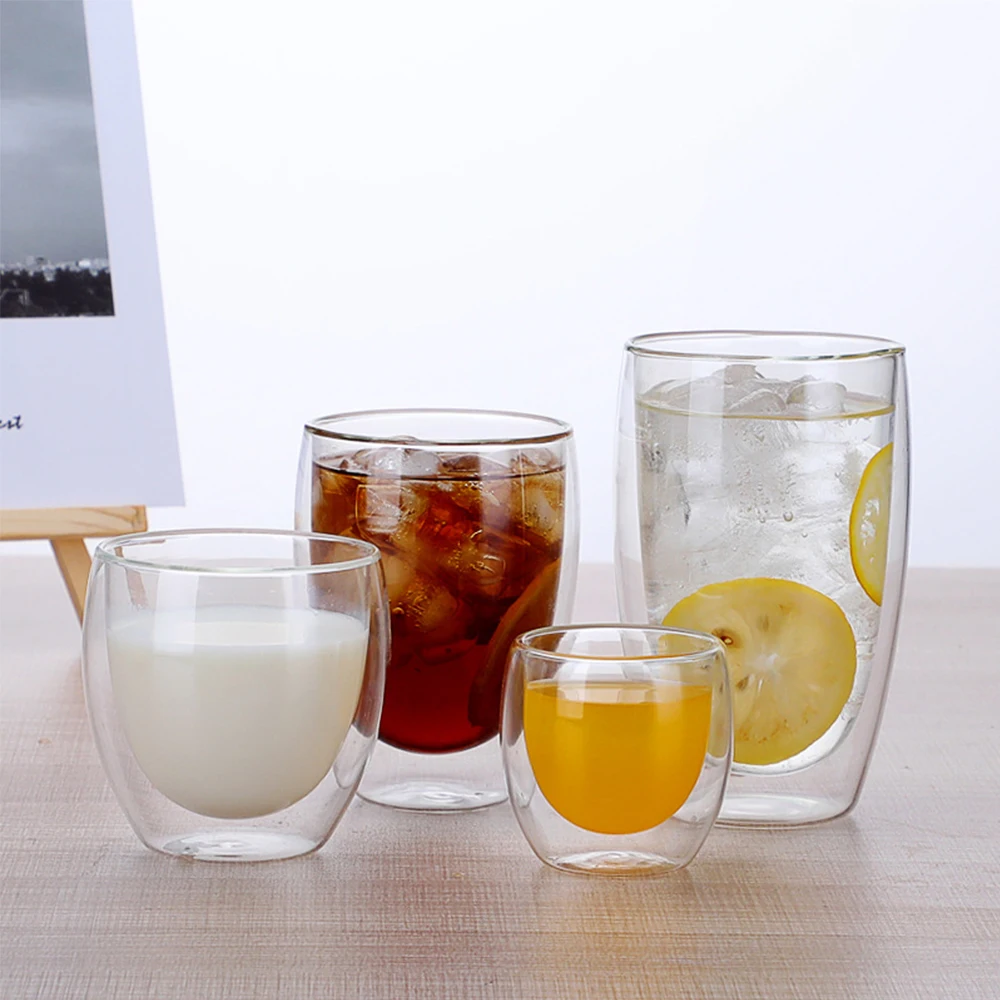 Креативная двухслойная стеклянная чашка в форме яйца утолщенная для кофе