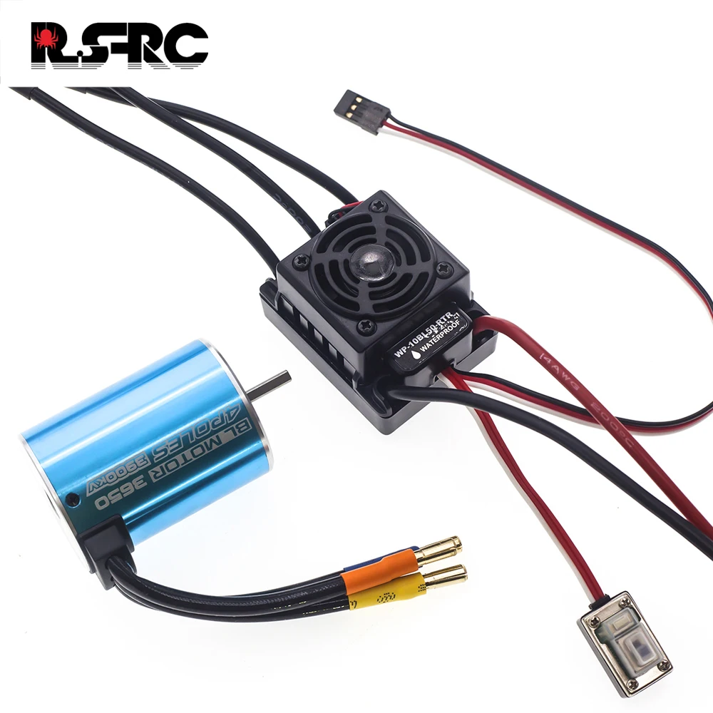 

New Waterproof 50A RTR Brushless ESC Speed Controller WP-10BL50-RTR with 3650Motor 3500KV Brushless Motor for 1/10 RC Car