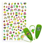 3D наклейки для ногтей, 1 лист, авокадо, фрукты, мультфильм, кактус, пингвин, радуга, ананас, мороженое, наклейки, украшения для ногтей