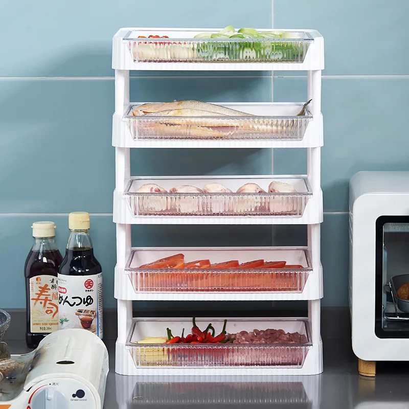 

Kitchen Collapsible Prepare Dishes Rack Home Table Hot Pot Vegetables Fruit Display Shelf Organizer Kitchen Storage Dishes Tray