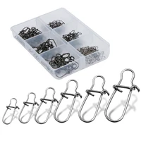 120pcsbox 6 size snap stainless steel hook lock pin swivel solid ring safety snaps fishing hooks connector fishing tackle tool