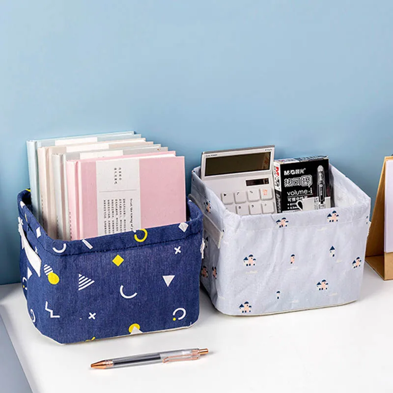 

1pcs Multi-Function High Capacity Cartoon Pattern Multicolor Desktop Storage Box Lmitation Linen Home Organizer