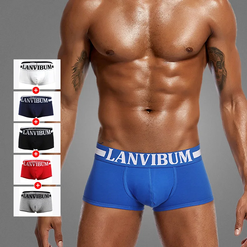 Новые мужские боксеры с низкой талией хлопковое нижнее белье большая сумка u