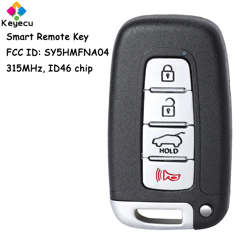 

KEYECU Smart Remote Car Key With 4 Buttons 315MHz ID46 Chip for Hyundai Sonata Azera Elantra Veloster Genesis Fob SY5HMFNA04