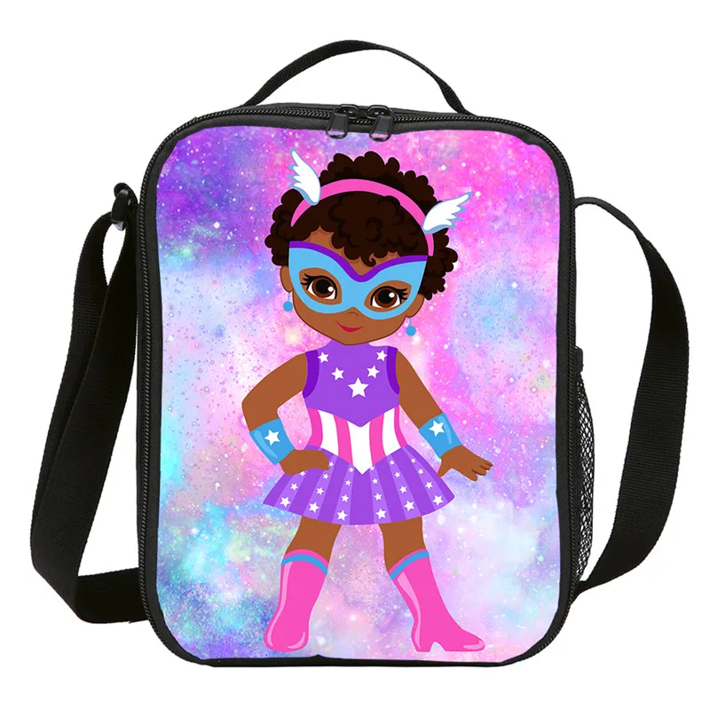 

2020 Kids School Lunch Bags Small Food Picnic Children Girls Cartoon Super Girl Printing Shoulder Cooler Lunch Box Thermal Bolsa