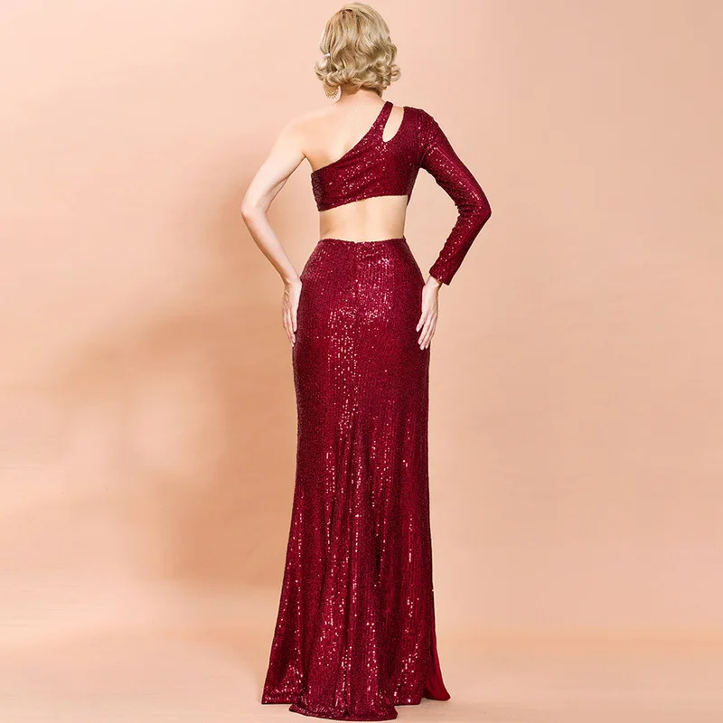 Сексуальное блестящее вечернее длинное платье с блестками элегантные вечерние