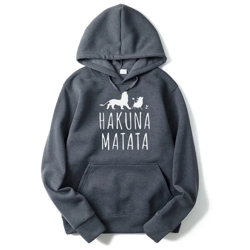 Hakuna Matata флисовая толстовка женская Повседневная флисовая толстовка Король Лев Harajuku пуловер животные толстовки Великобритания