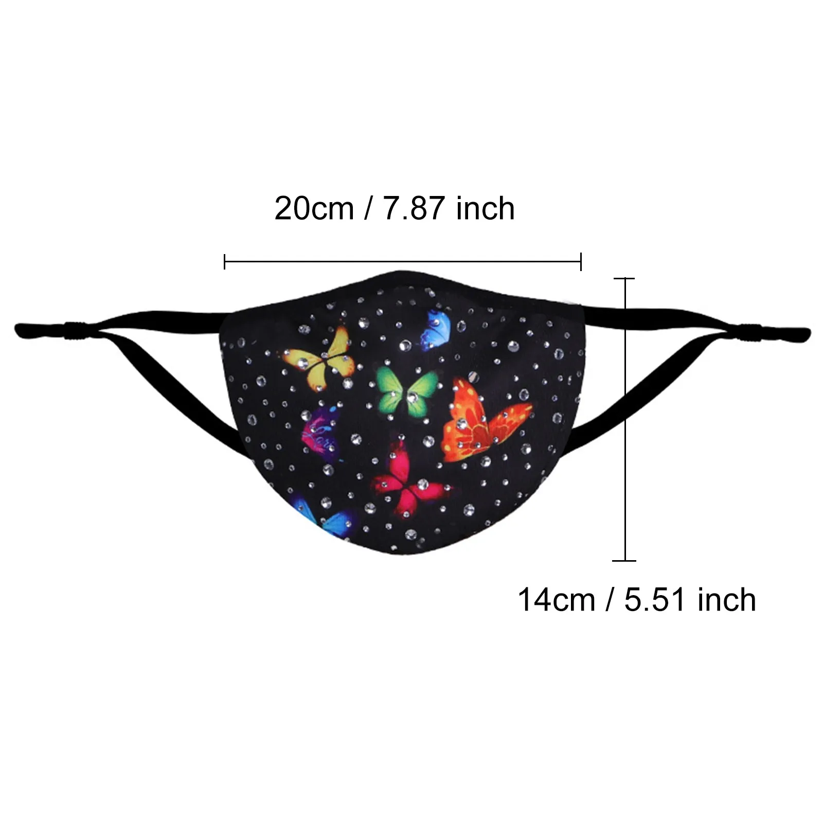 

Mascarillas Butterfly Reusable Cotton Black Mask Rhinestone Face Masks Adult Facial Mouth Mask Mascara Mouth Caps Masque 1-2 Pc