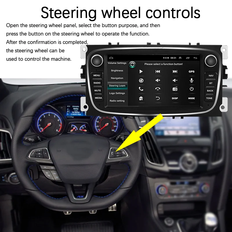 Автомобильный радиоаппарат 2 DIN Dual-ingot Android для Ford/Focus/S-Max/Mondeo 9/GalaxyC-Max USB GPS F7800B емкостной сенсорный экран 7 дюймов MP5