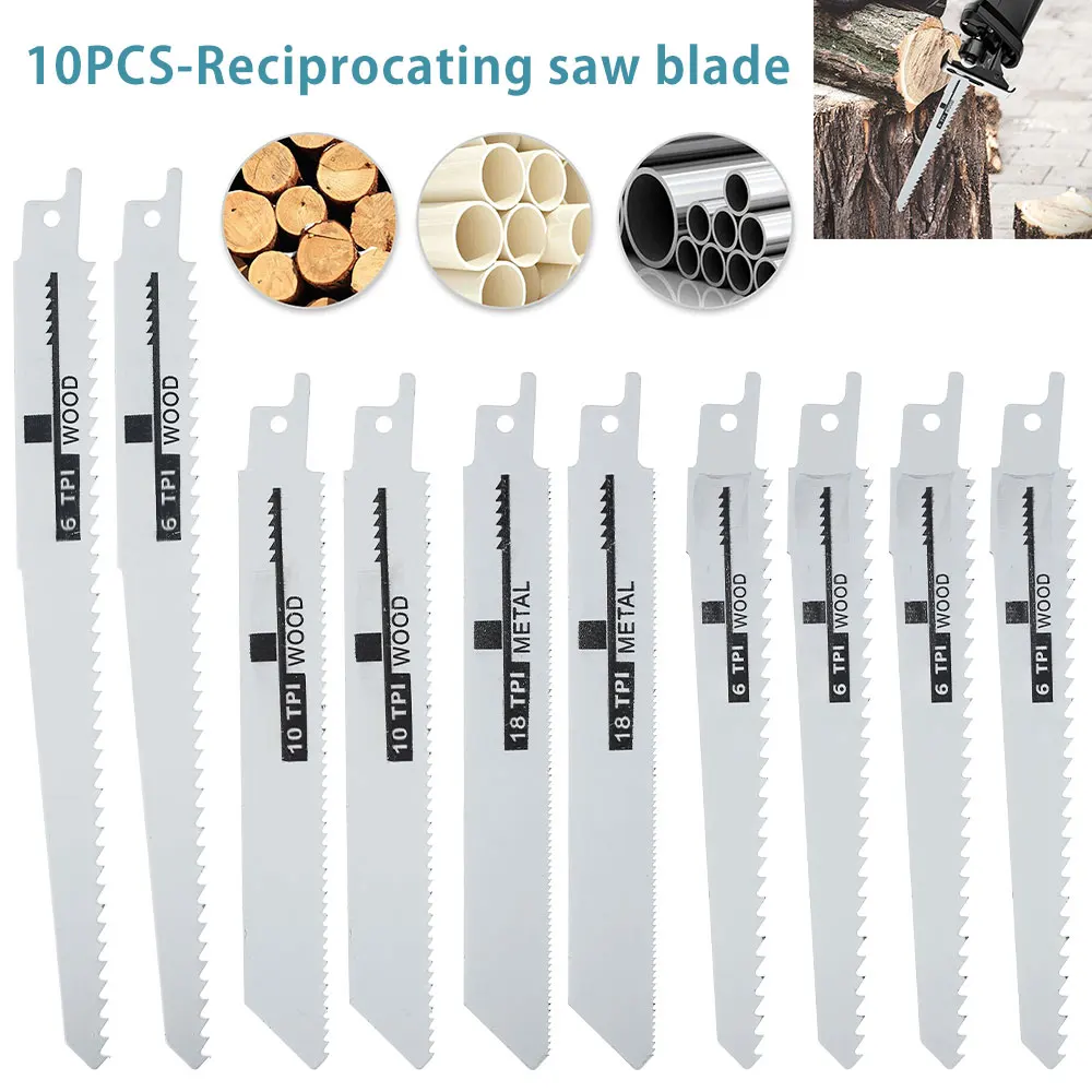 

10pcs Reciprocating Saw Blades Multi Saw Blade For Cutting Wood Metal PVC Tube Power Tools Accessories Saber Saw Handsaw