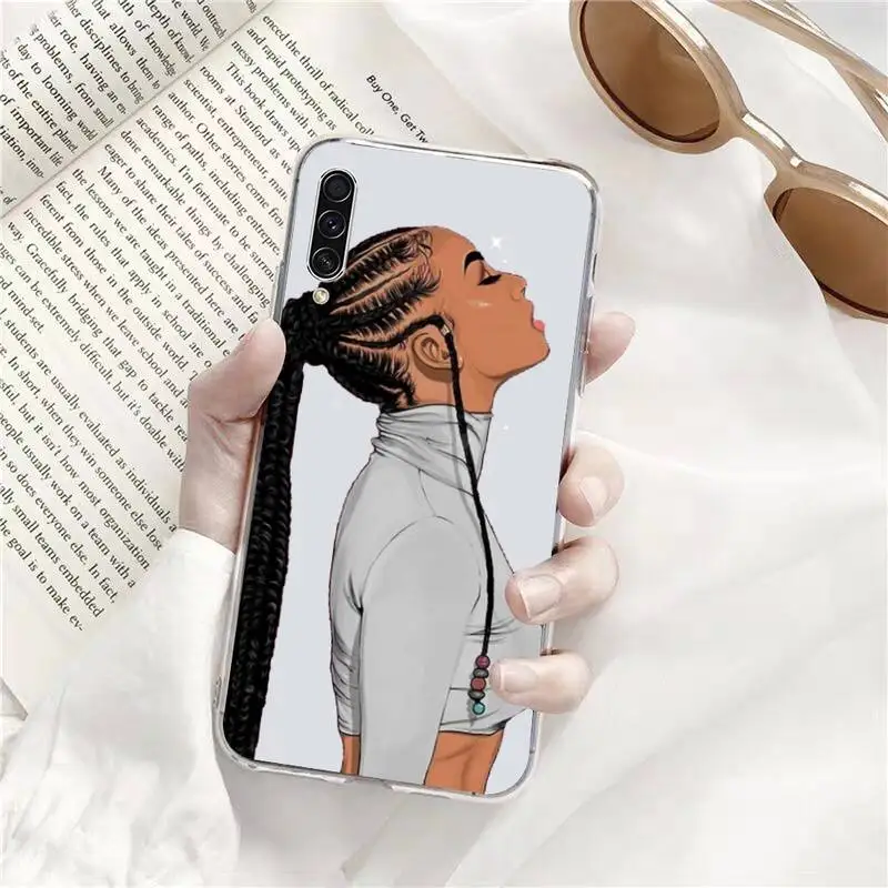

Black girl fashion cartoon Phone Case Transparent For Samsung Galaxy A71 A21s S8 S9 S10 plus note 20 ultra