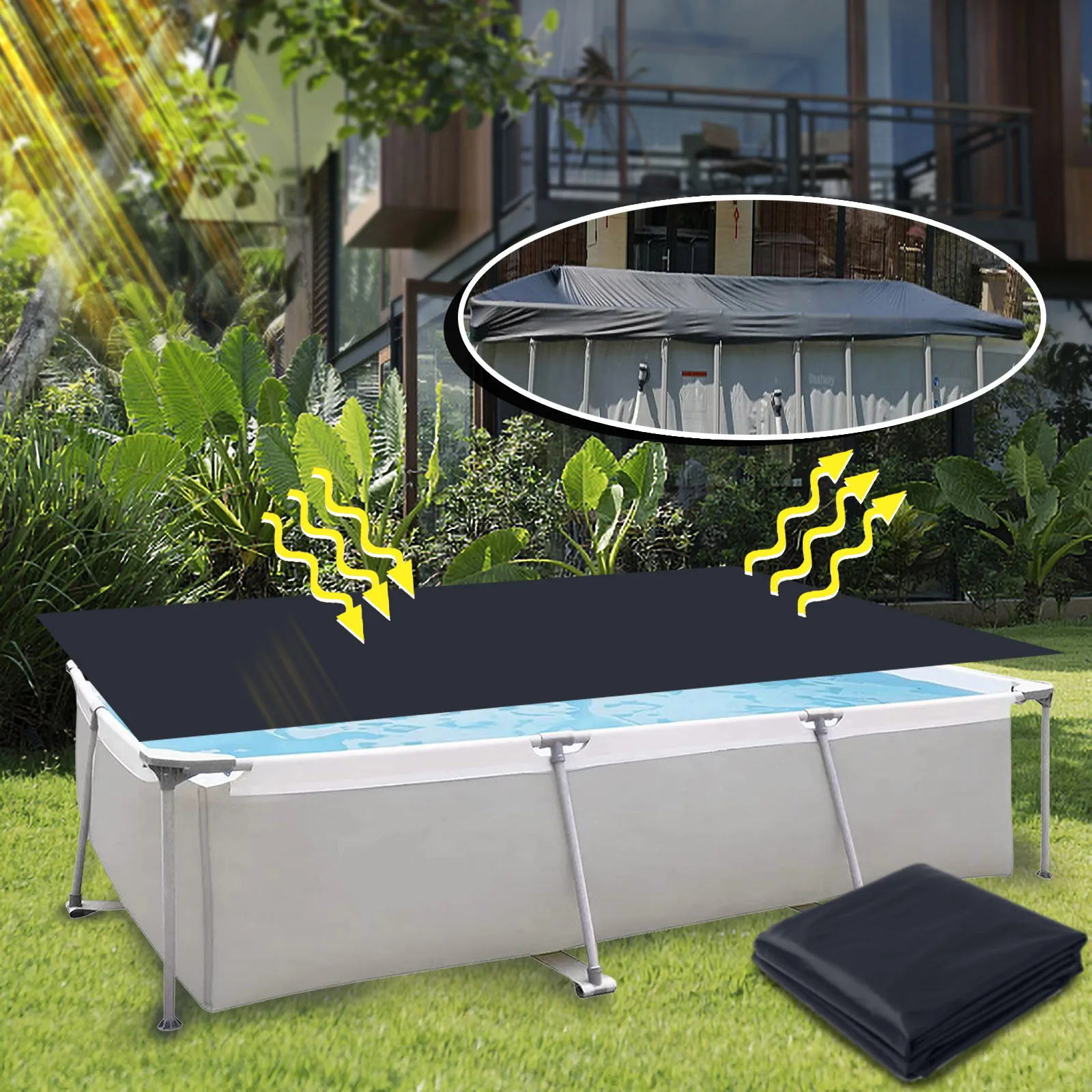 

New Pool Accessories 3.96m Pool Cover Bache Piscine Rectangle Swimming Pool Cover For Garden Outdoor Pools Zwembad Bache Piscine