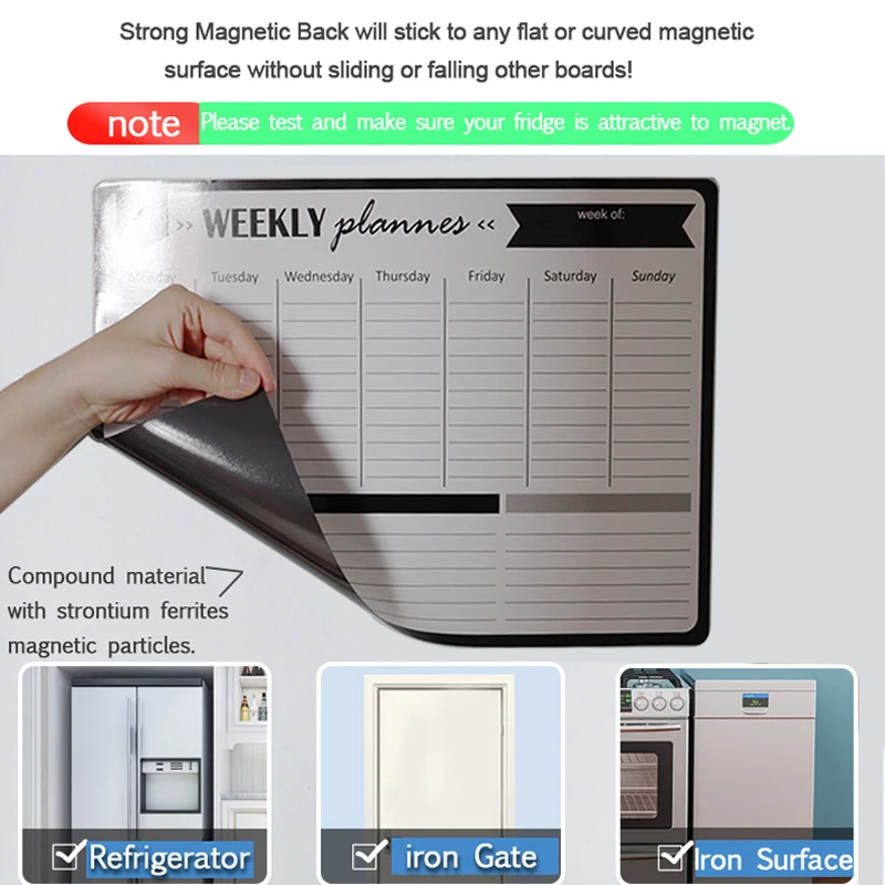 Магнитная доска еженедельный ежемесячный планировщик календарь черная