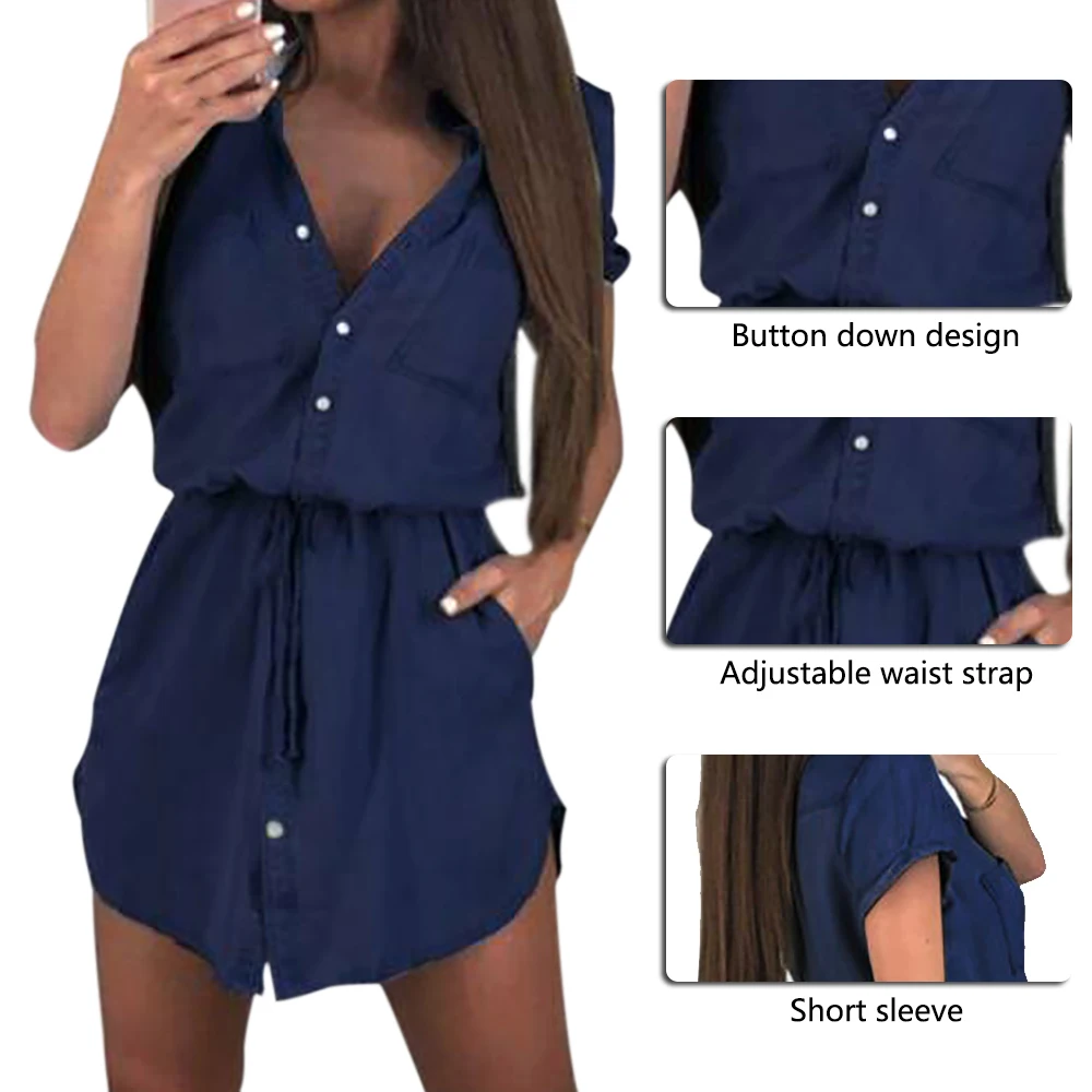 2019 женское платье из искусственной джинсовой ткани с высокой талией со шнуровкой