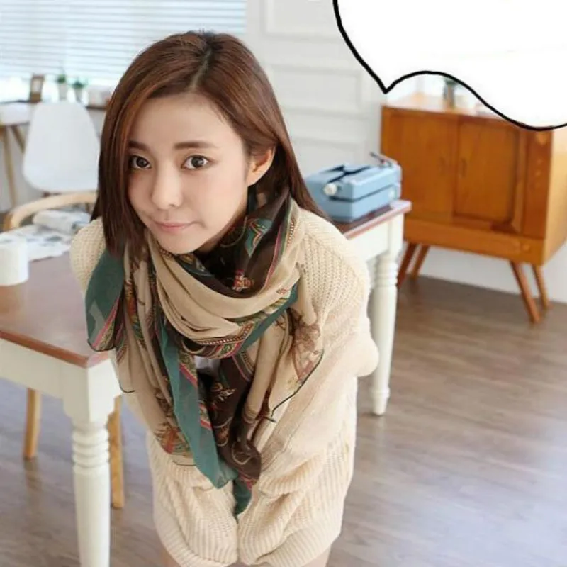 1 шт. Женский хлопковый длинный шарф с принтом| |