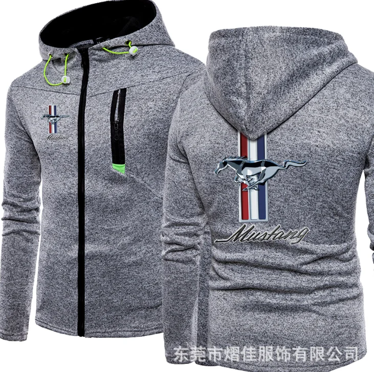 

2021 men Hooded For Mustang Brand Cars Logo Print Hoodies Slim For Men Sweatshirts Unisex Coat Zipper Cardigan Hoody