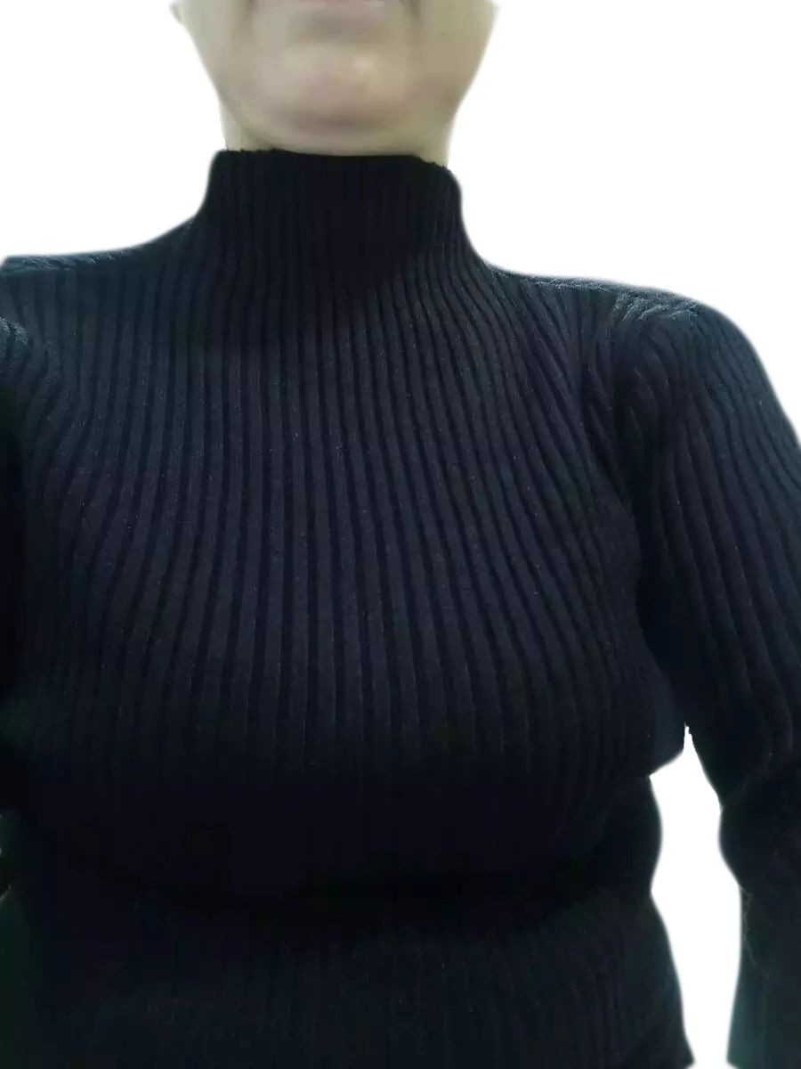black Thicken Повседневное 4XL размера плюс плотный Высокий воротник тонкая талия женское вязаное платье халат Новое теплое зимнее рождественское платье-свитер средней длины - Цвет: black Thicken