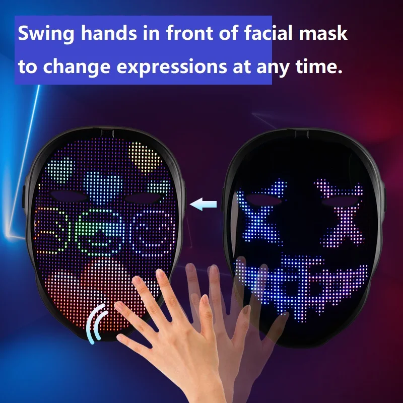 Bluetooth RGB Led Lights Up Diy Picture Animation Text Halloween Xmas Carnival Costume Party Display Game Mask Child GIFT | Канцтовары