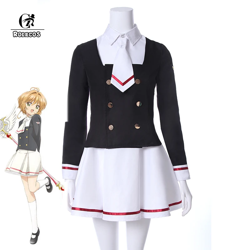 ROLECOS Cardcaptor Sakura Clearcard Косплей Костюм Kinomoto Tomoyo Daidoji Школьная форма Косплей|school uniform