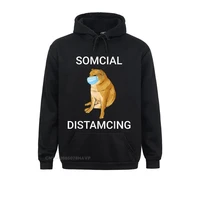new arrival somcial distamcing cheems dog funny shiba inu dank meme hoodie sweatshirts hoodies for men clothes normal