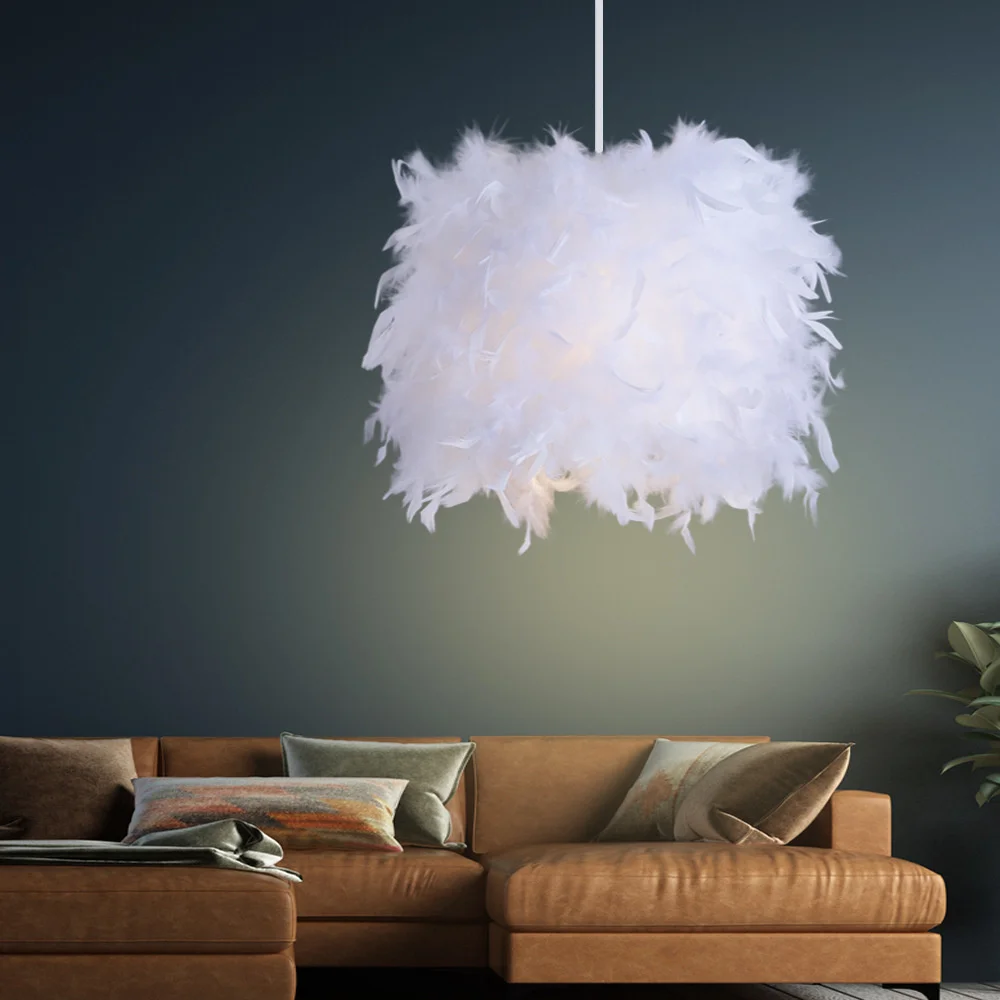 

Creative Personality Small Restaurant Small Hanging Simple Bedroom Shrink Feather Warm Princess Mini Nordic Mini Chandelier