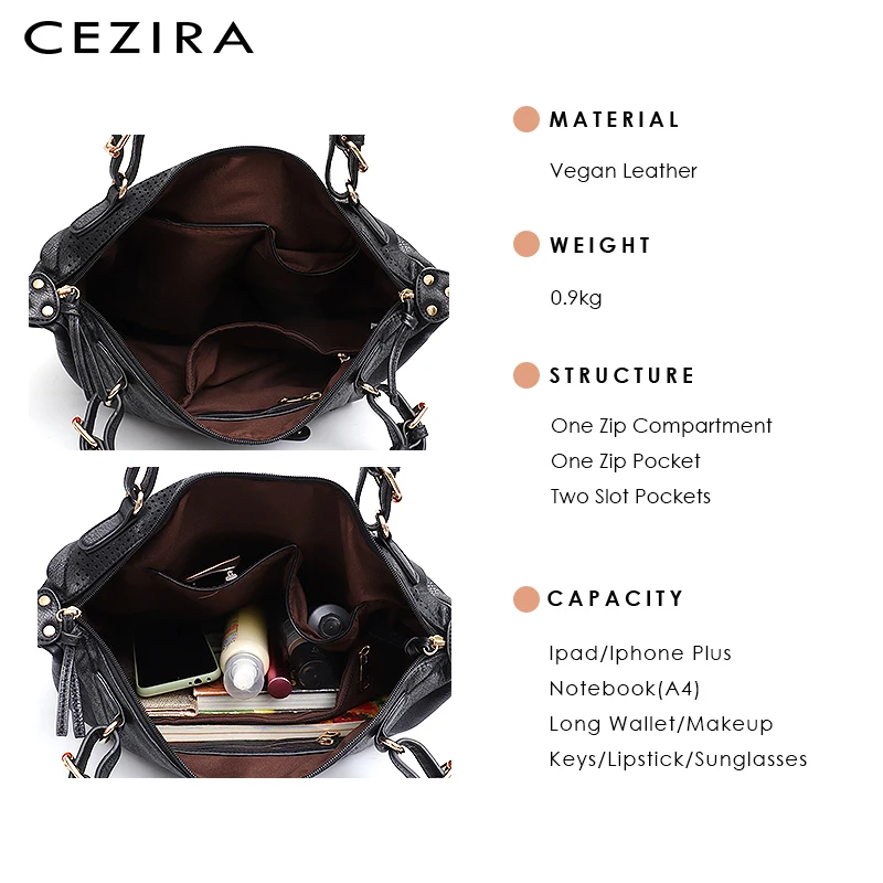 CEZIRA, модные женские сумки-тоут из искусственной кожи, большая сумка, Дамская дизайнерская сумка на плечо, женские веганские кожаные повседневные сумки через плечо